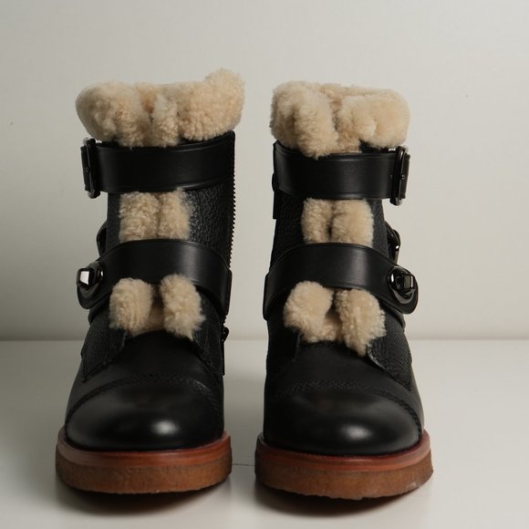 Coach Preston Black Leather Shearling Booties - Picture 2 of 13
